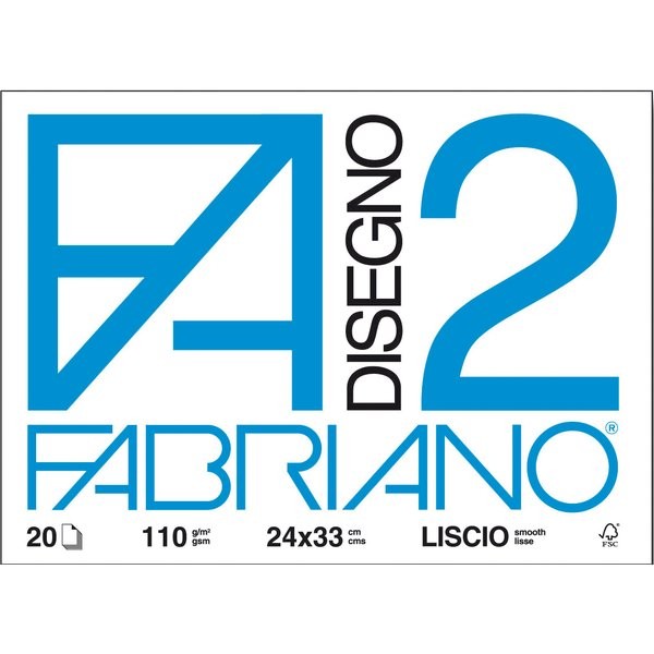 Album da disegno Fabriano F 2 liscio 20 fogli cm.24x33 - Cartoarte Album da disegno Fabriano F 2 liscio 20 fogli cm.24x33 - Cartoarte