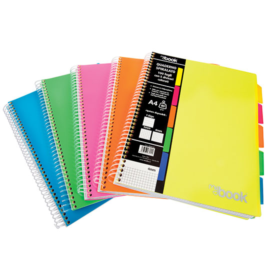 Quaderno spirale 5 divisori maxi 100 fogli con fori 5 1 rigo - Cartoarte Quaderno spirale 5 divisori maxi 100 fogli con fori 5 1 rigo - Cartoarte