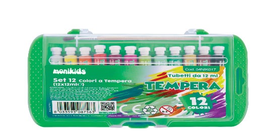 Tempera 12 colori tubetto 12 ml in astuccio con pennello - Cartoarte Tempera 12 colori tubetto 12 ml in astuccio con pennello - Cartoarte