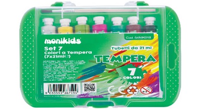 Tempera conf. 7 tubetti da 7 colori tubetto 21 ml in astuccio con pennello - Cartoarte Tempera conf. 7 tubetti da 7 colori tubetto 21 ml in astuccio con pennello - Cartoarte