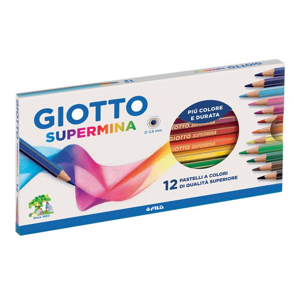 Pastelli Giotto supermina 12 colori mina diam.3,8 mm. - Cartoarte Pastelli Giotto supermina 12 colori mina diam.3,8 mm. - Cartoarte