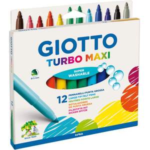 Pennarelli 12 colori punta grossa Turbo Maxi 454000 - Cartoarte - La  cartoleria a portata di click