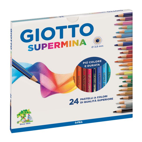 Pastelli Giotto supermina 24 colori mina diam.3,8 mm. - Cartoarte Pastelli Giotto supermina 24 colori mina diam.3,8 mm. - Cartoarte