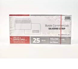 Buste commerciali silver 90 strip c/finestra cm.11x23 bianche cf.25 buste - Cartoarte Buste commerciali silver 90 strip c/finestra cm.11x23 bianche cf.25 buste - Cartoarte