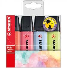 Evidenziatore stabilo boss astuccio 4 evidenziatori tinte pastello - Cartoarte Evidenziatore stabilo boss astuccio 4 evidenziatori tinte pastello - Cartoarte