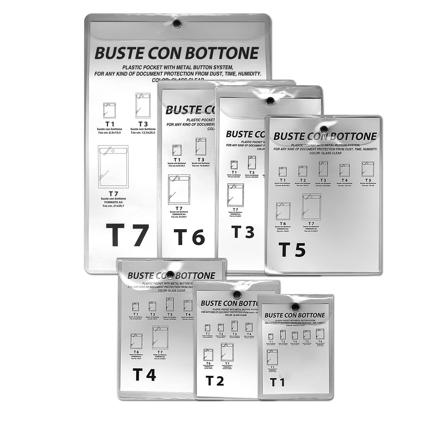 Busta con bottone f.to cm.10x13 in pvc T2 - Cartoarte Busta con bottone f.to cm.10x13 in pvc T2 - Cartoarte