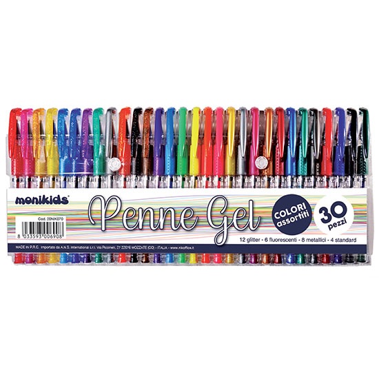 Penne gel confezione 30 colori assortiti monokids - Cartoarte Penne gel confezione 30 colori assortiti monokids - Cartoarte