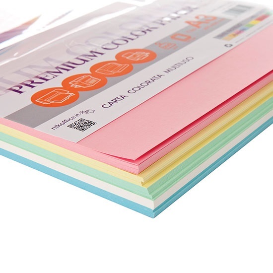 Carta fotocopie colorata 125 fg.160g/mq 5 colori tenui multiuso f.to A4 cm.21x29,7 - Cartoarte Carta fotocopie colorata 125 fg.160g/mq 5 colori tenui multiuso f.to A4 cm.21x29,7 - Cartoarte