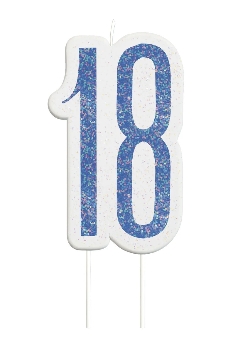Candela in cera glitter 18 anni - Cartoarte Candela in cera glitter 18 anni - Cartoarte