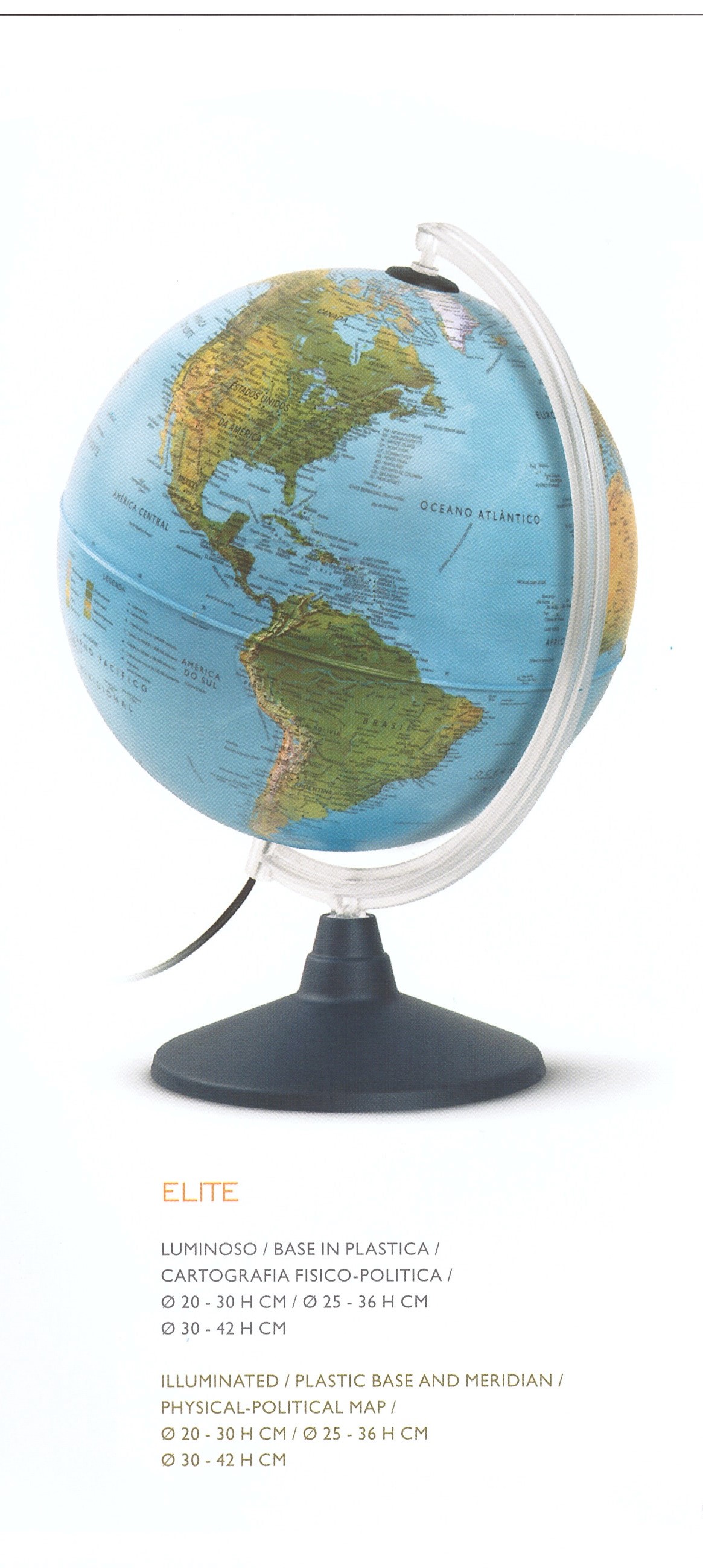 Mappamondo Elite luminoso il globo diam.cm.20 h. cm. 30 - Cartoarte Mappamondo Elite luminoso il globo diam.cm.20 h. cm. 30 - Cartoarte