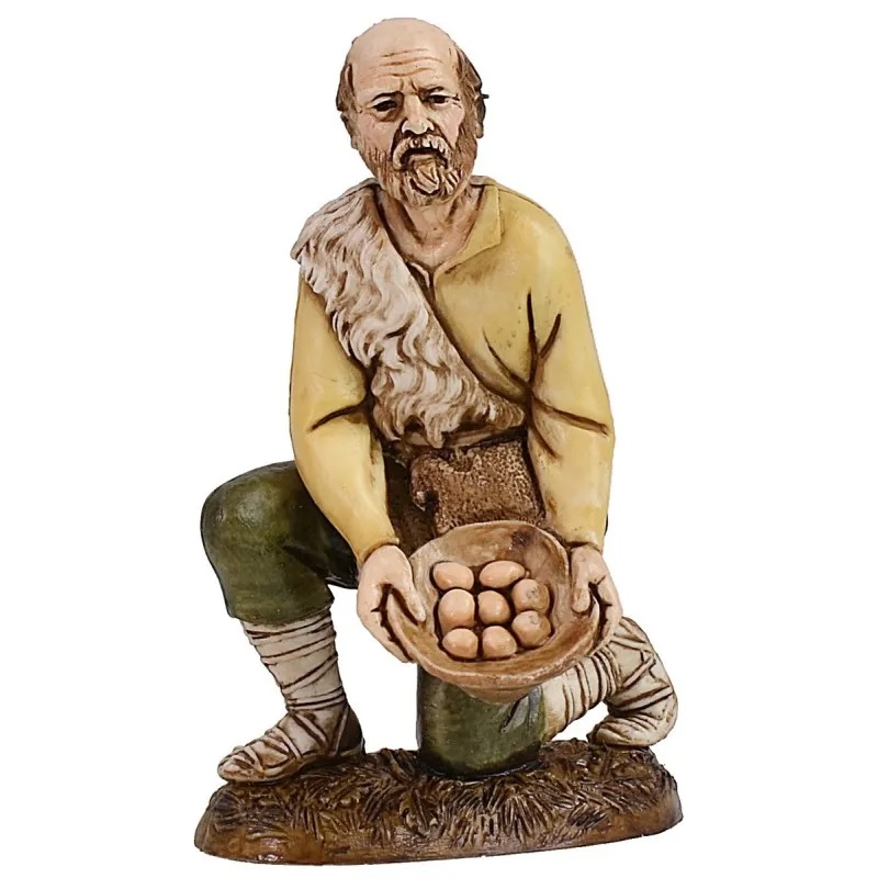Pastore per presepe inginocchiato con frutta cm.12 stile classico - Cartoarte Pastore per presepe inginocchiato con frutta cm.12 stile classico - Cartoarte