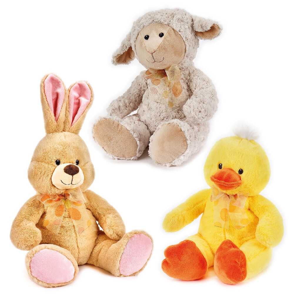Peluche Leprotto-Papera-Agnellino cm.34 PLAY GREEN - Cartoarte Peluche Leprotto-Papera-Agnellino cm.34 PLAY GREEN - Cartoarte