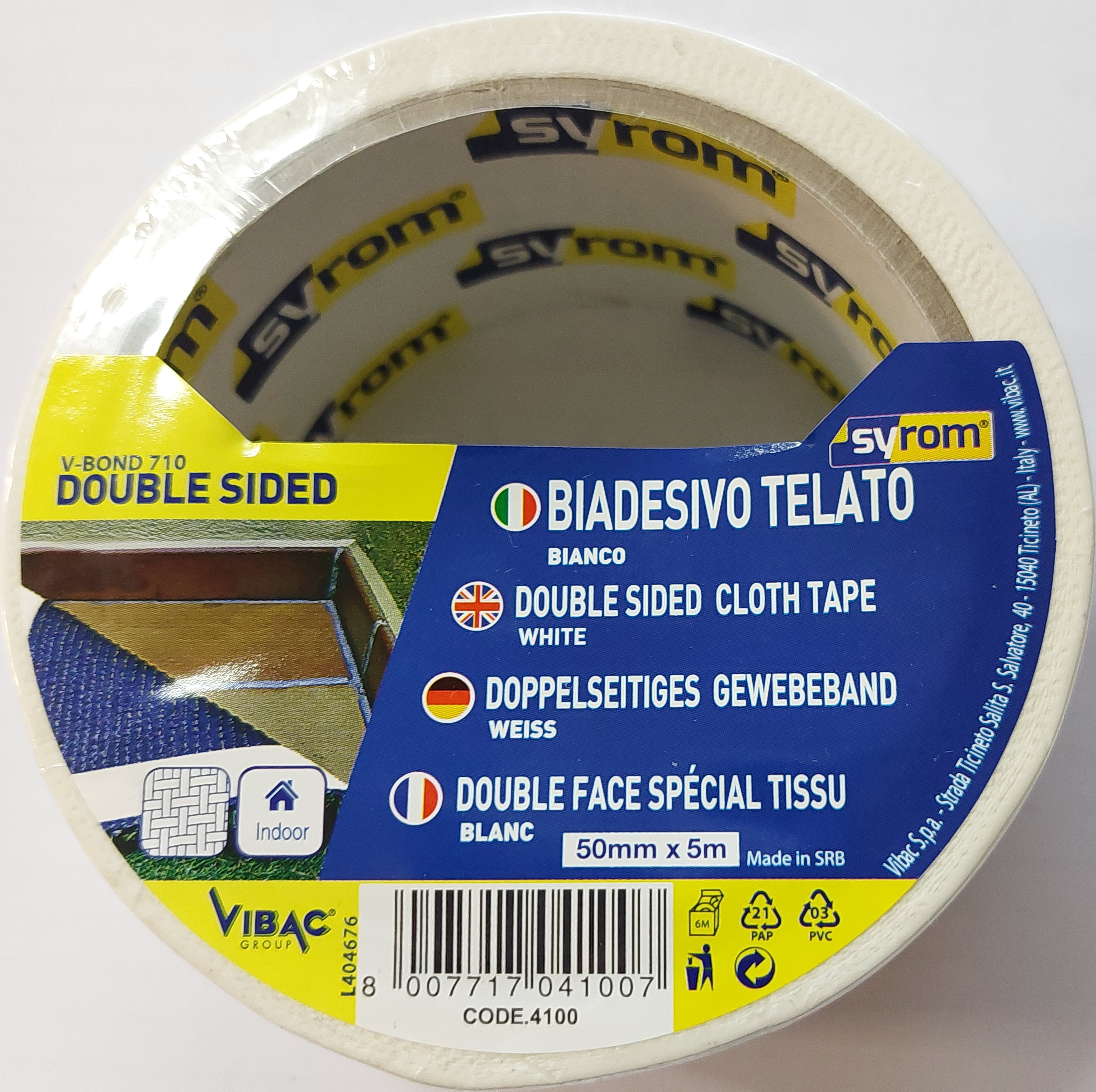 Nastro biadesivo telato bianco mm.50x5 mt. - Cartoarte Nastro biadesivo telato bianco mm.50x5 mt. - Cartoarte