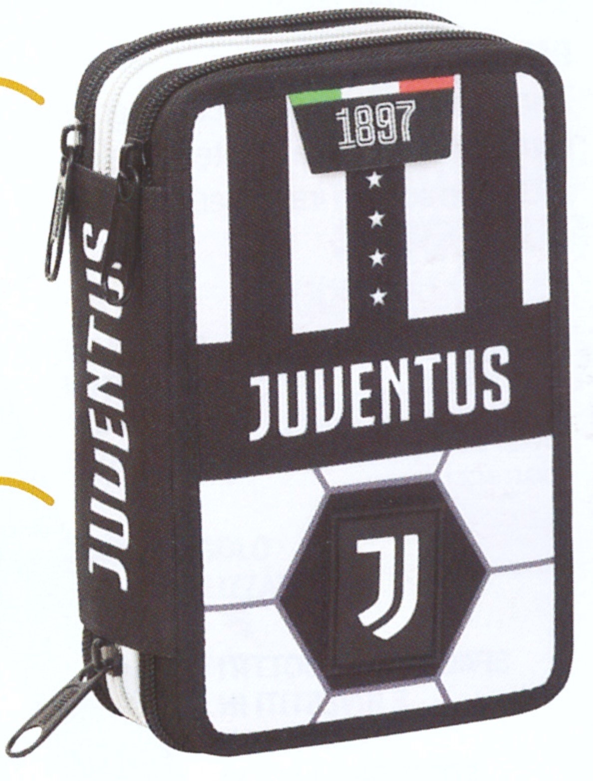 Astuccio portapenne 3 zip Juventus completo di 18 pastelli+18 pennarelli - Cartoarte Astuccio portapenne 3 zip Juventus completo di 18 pastelli+18 pennarelli - Cartoarte