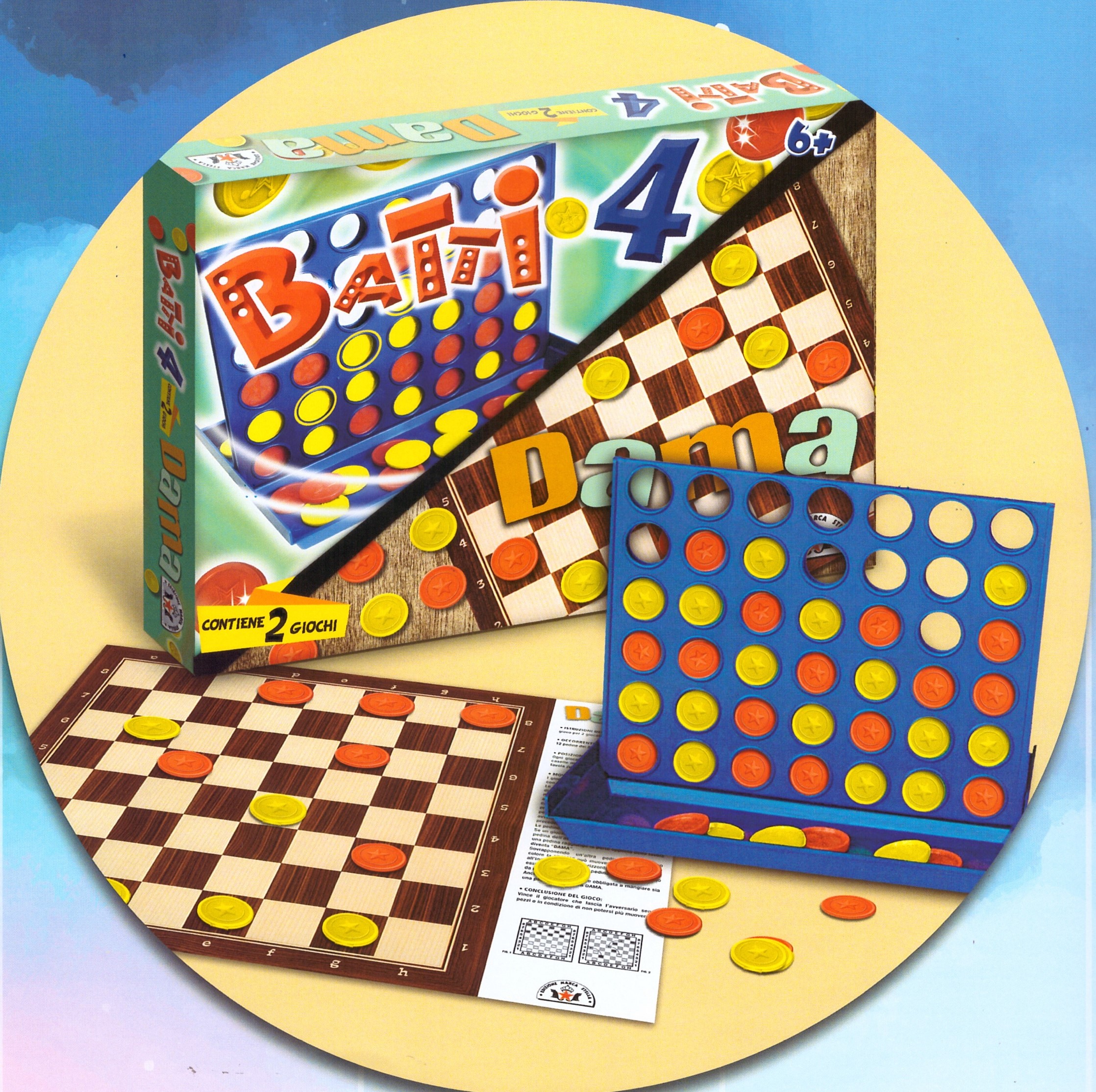 Gioco in scatola 2 giochi in uno - Batti 4 e Dama - Cartoarte Gioco in scatola 2 giochi in uno - Batti 4 e Dama - Cartoarte