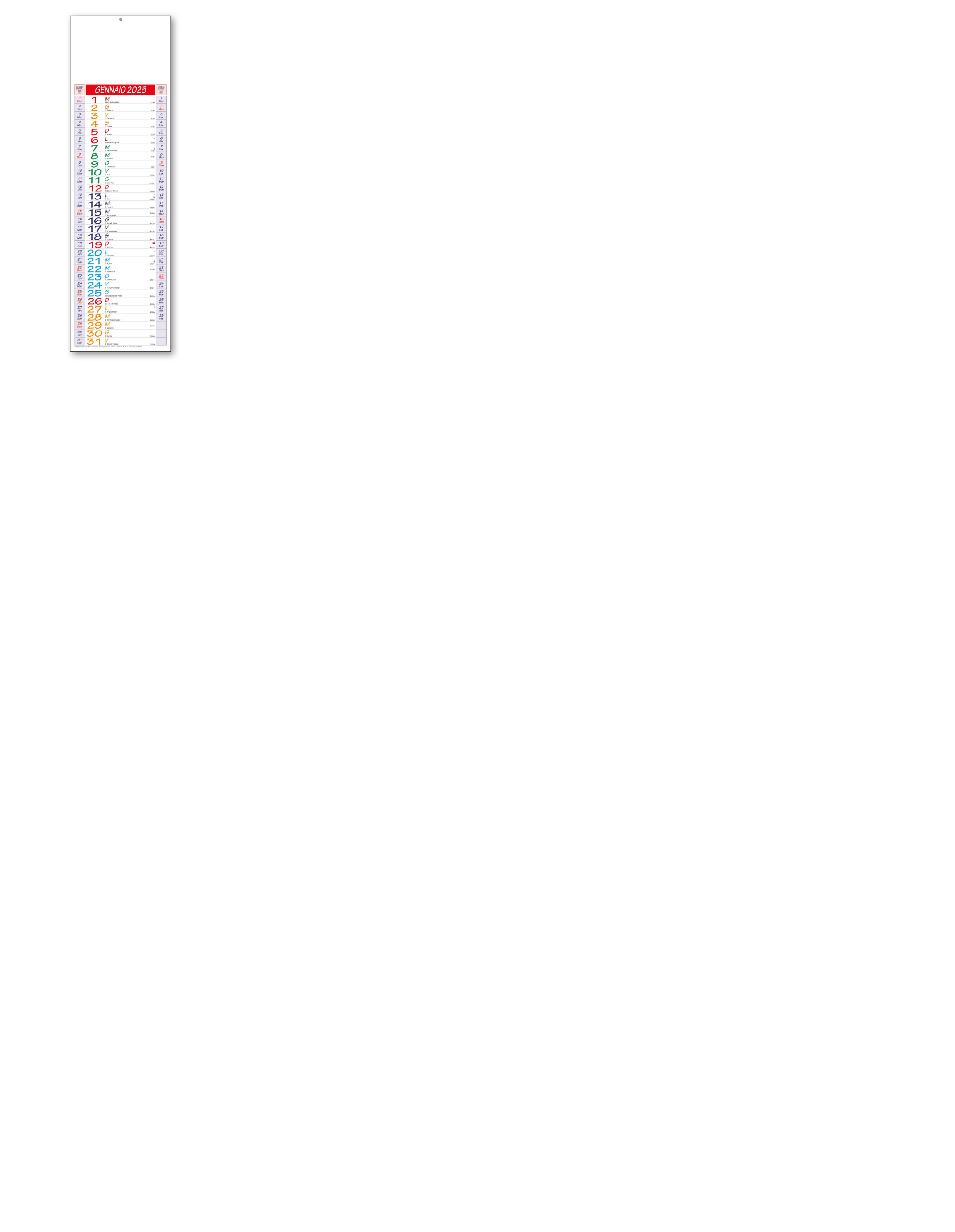 Calendario olandese silhouette cm.14x47 anno 2025 - Cartoarte Calendario olandese silhouette cm.14x47 anno 2025 - Cartoarte