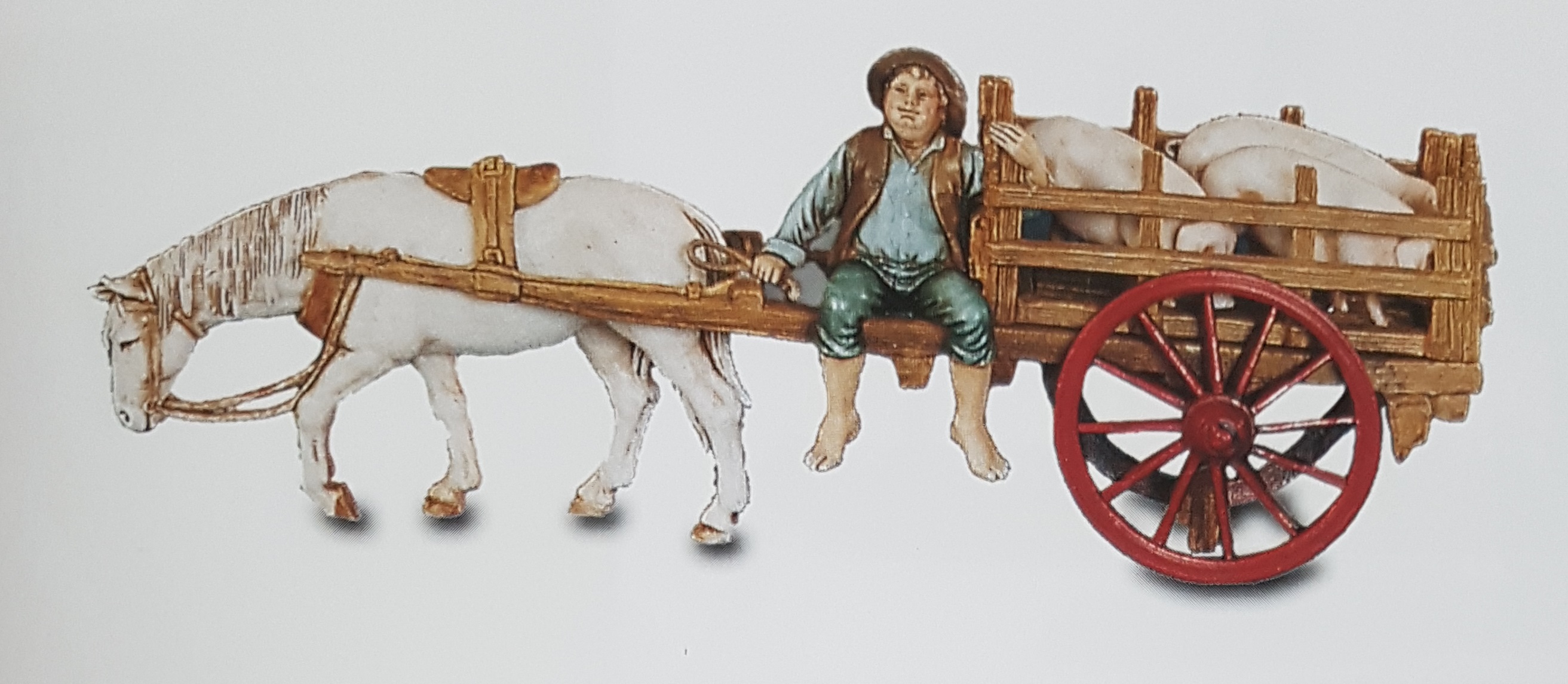 Gruppo con carretto, contadino e maiali cm.10 stile 700 Landi - Cartoarte Gruppo con carretto, contadino e maiali cm.10 stile 700 Landi - Cartoarte