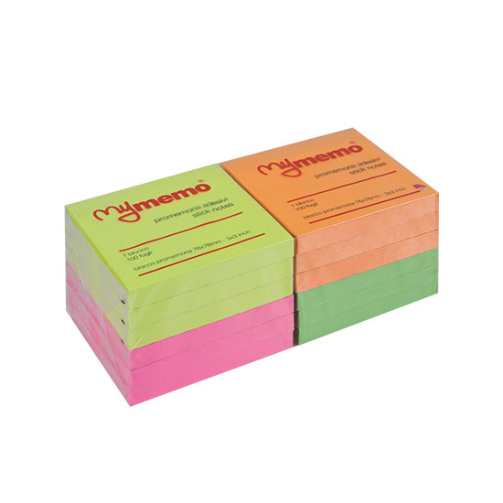 Blocchetto neon adesivi promemoria my memo 76x76mm onf.12 pz. - Cartoarte Blocchetto neon adesivi promemoria my memo 76x76mm onf.12 pz. - Cartoarte